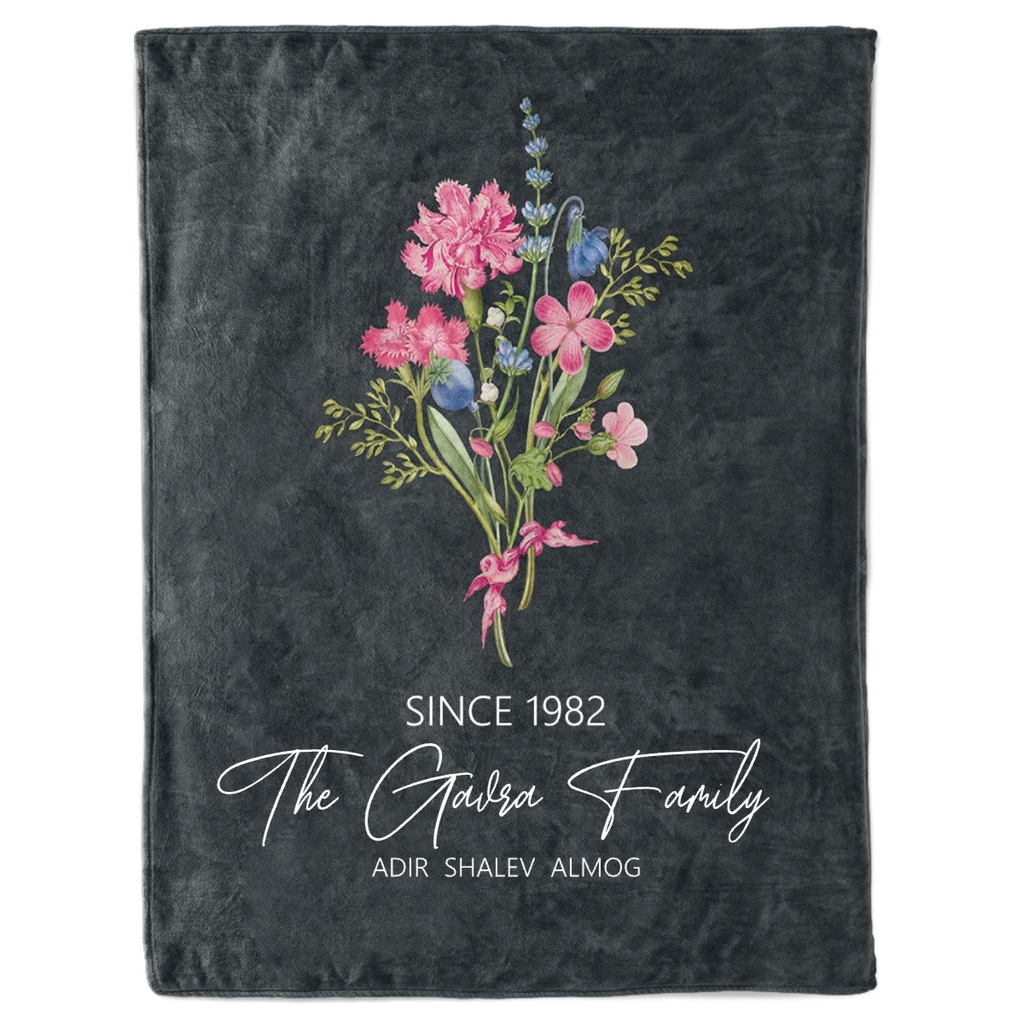 שמיכה BLACK FLOWERSשמיכה BLACK FLOWERSשמיכת פלאפי ״BLACK FLOWERS״ בעיצוב אישי. ניתן להוסיף טקסט חופשי אונליין. שמיכה הכי מפנקת שיש והכל בייצור כחול לבן.Blankets