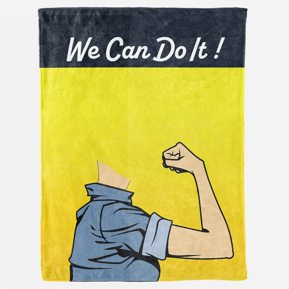 WE CAN DO IT שמיכה בעיצוב אישיWE CANשמיכה מהממת בעיצוב אישי של האישה החזקה המפורסמת. ניתן להפוך את השמיכה לאישית על ידי הוספת פרצוף ושם אונליין. המערכת תחתוך לבד את הפרצוף (ניתן לשחק עם התמונה). לאחר הBlankets