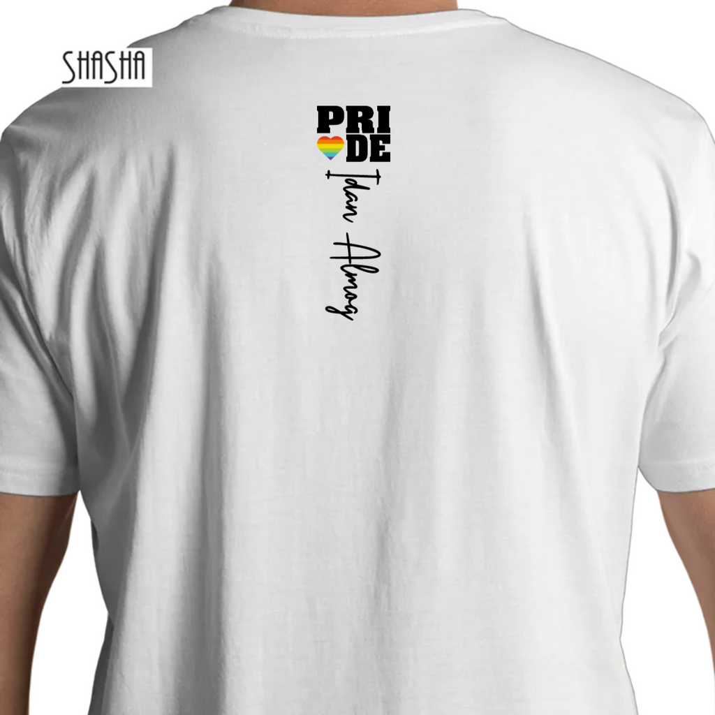 חולצה לגבר PRIDEחולצה לגבר PRIDEחולצה T גברים מודפסת בעיצוב PRIDE לקהילה הגאה. ניתן להוסיף שם ולבחור צבע פונט אונליין.
